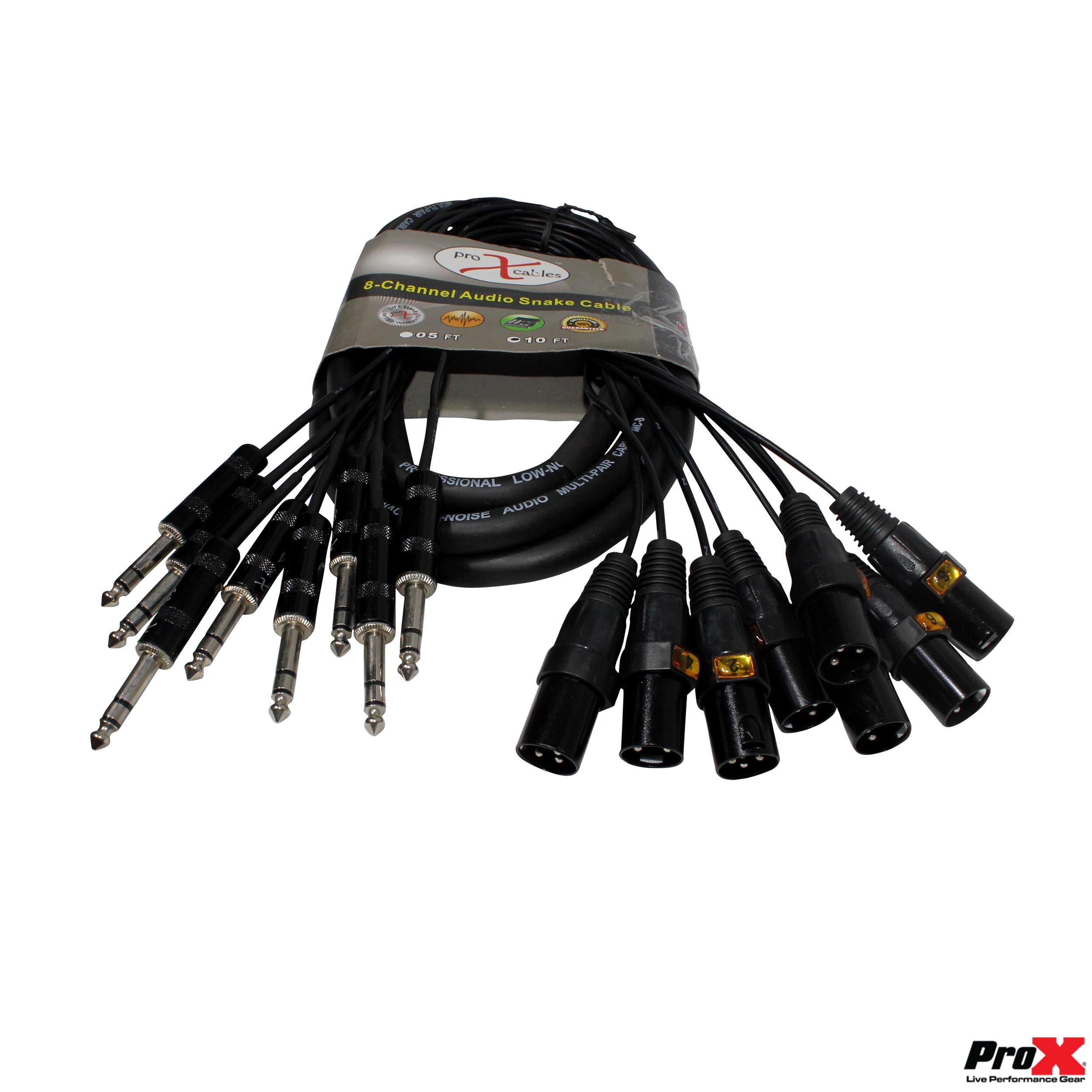 50PCS 10' Ft High-Performance 8-Channel Snake Cable XLR-M TO 1/4" TRS Balanced Audio Cable