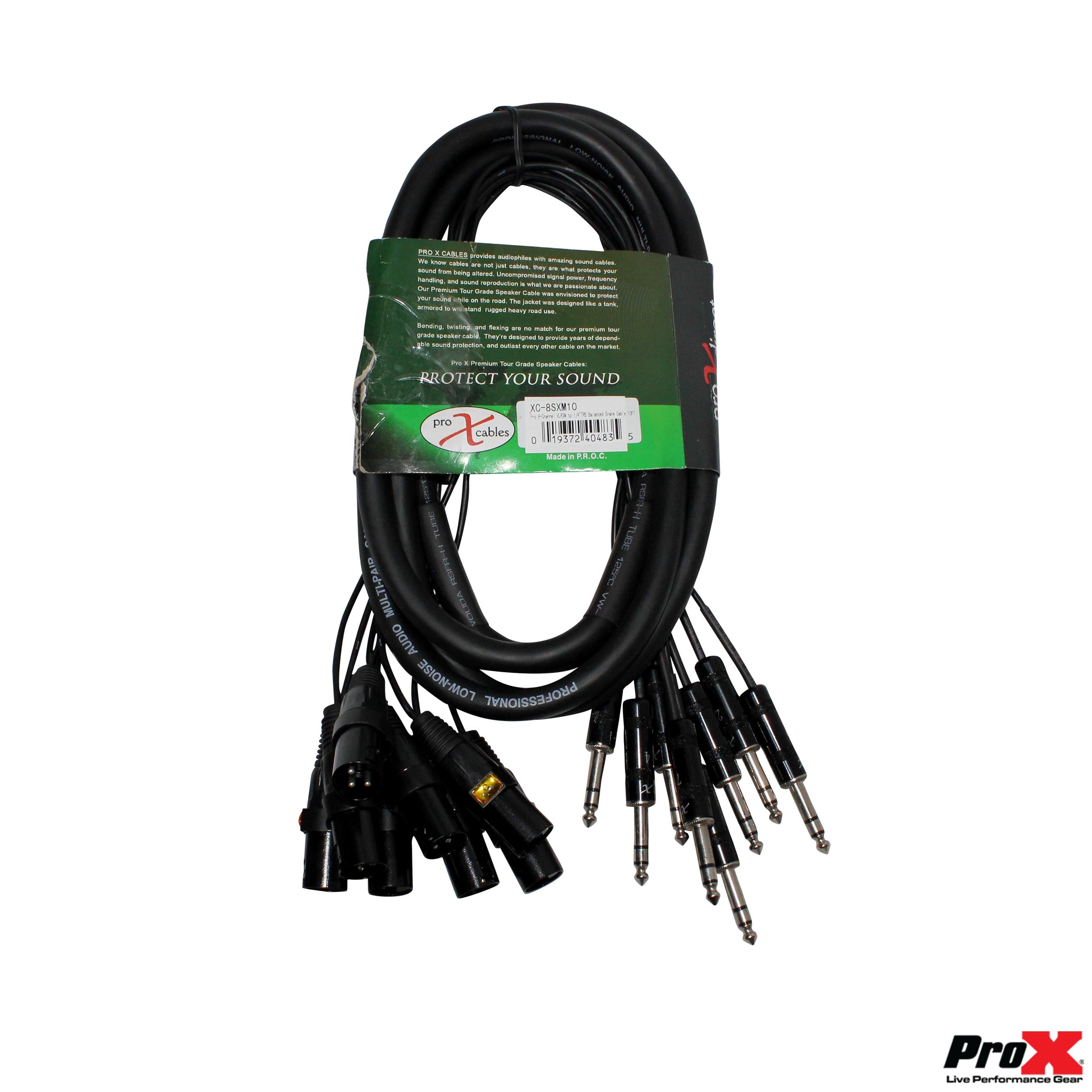 10PCS 10' Ft High-Performance 8-Channel Snake Cable XLR-M TO 1/4" TRS Balanced Audio Cable