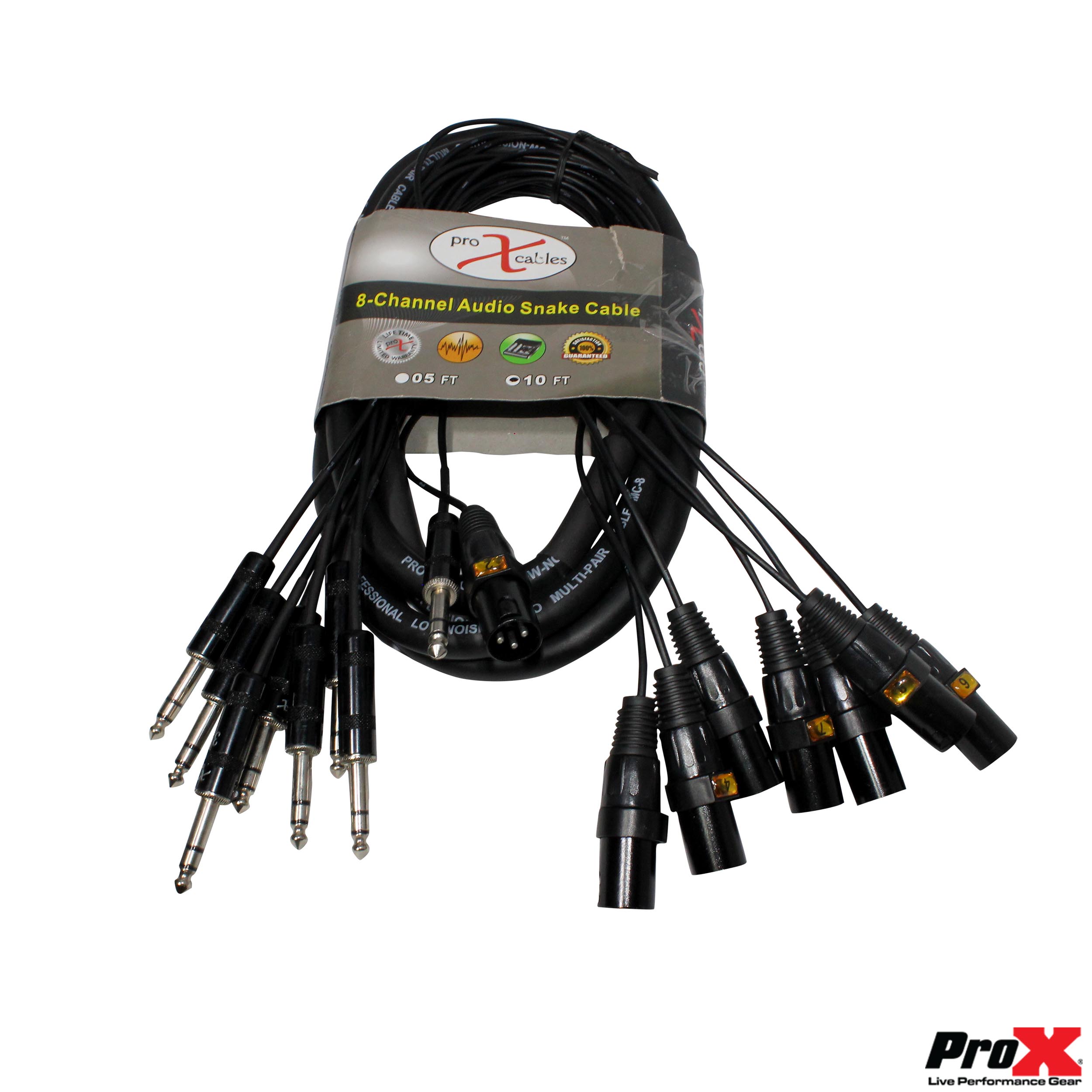 50PCS 10' Ft High-Performance 8-Channel Snake Cable XLR-M TO 1/4" TRS Balanced Audio Cable