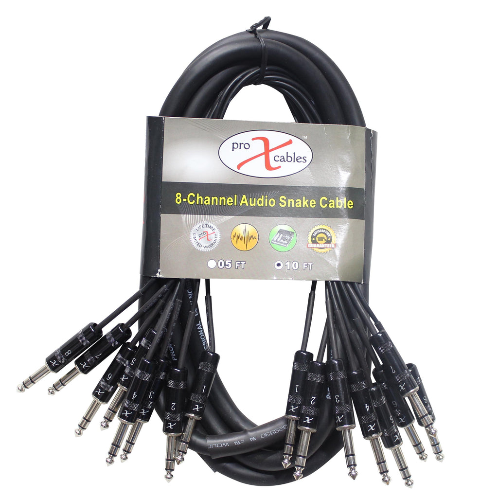 10PCS 10 Ft. 8-Channel TRS-M to TRS-M Balanced Snake Cable