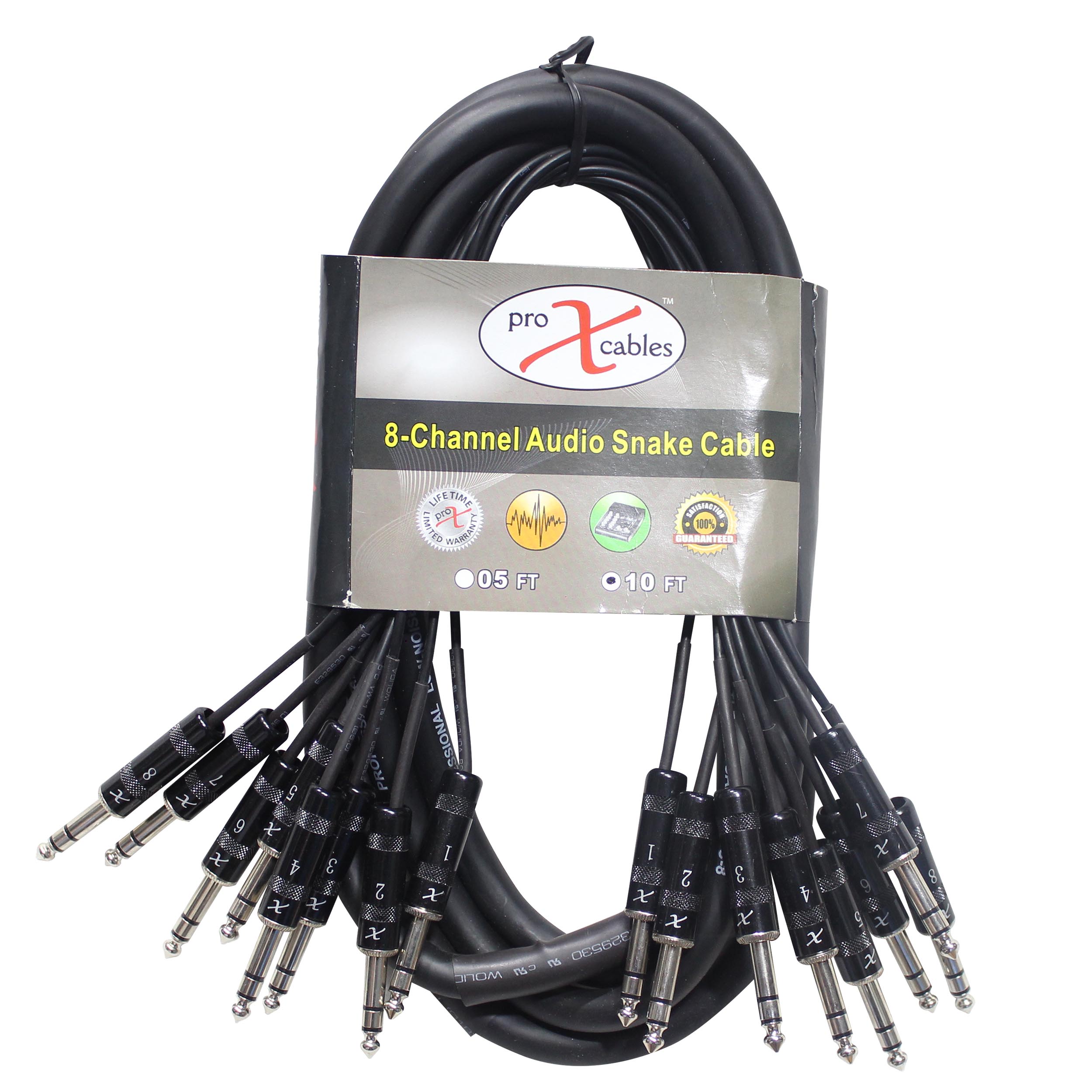 50PCS 10 Ft. 8-Channel TRS-M to TRS-M Balanced Snake Cable