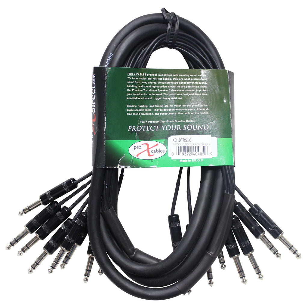 10 Ft. 8-Channel TRS-M to TRS-M Balanced Snake Cable