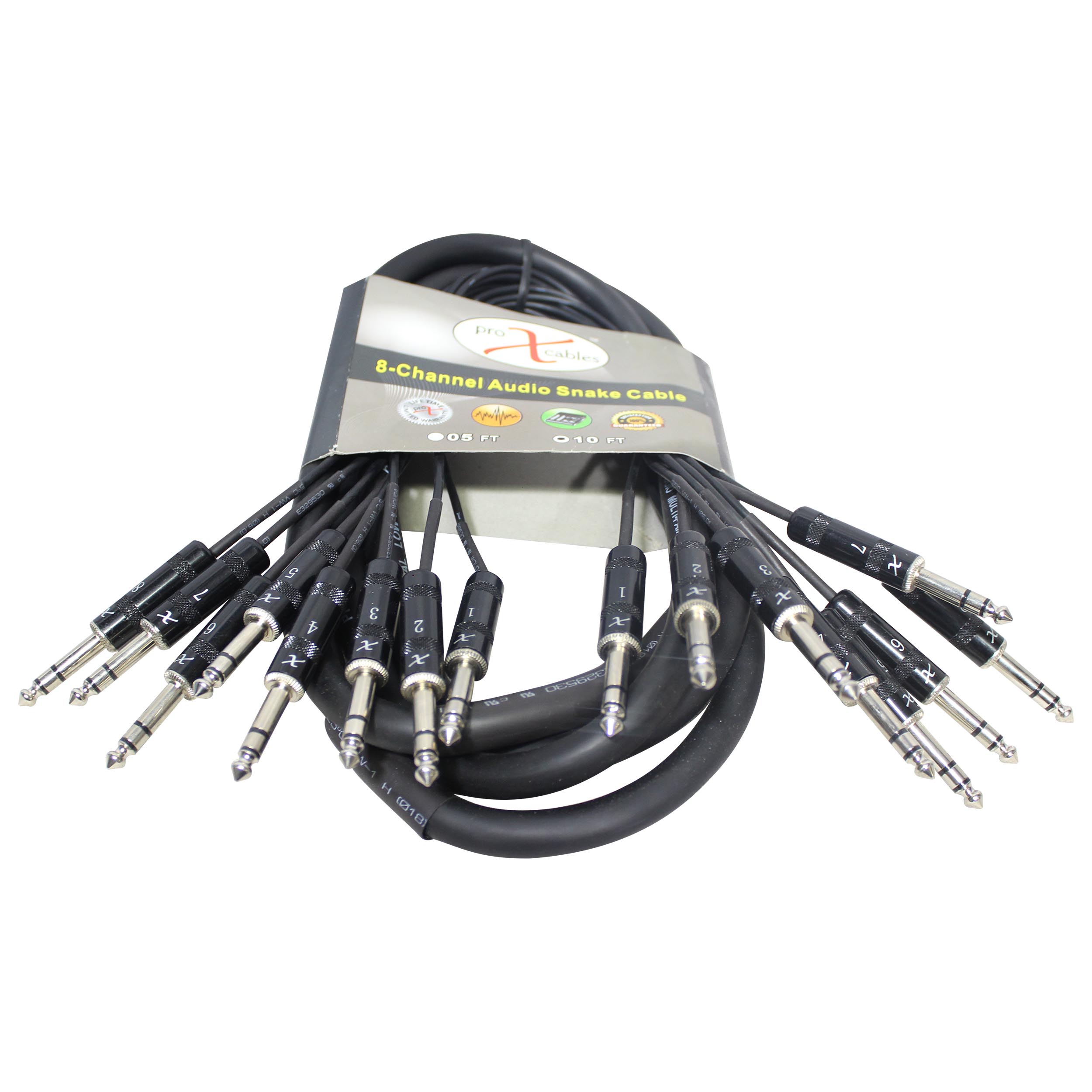 10 Ft. 8-Channel TRS-M to TRS-M Balanced Snake Cable