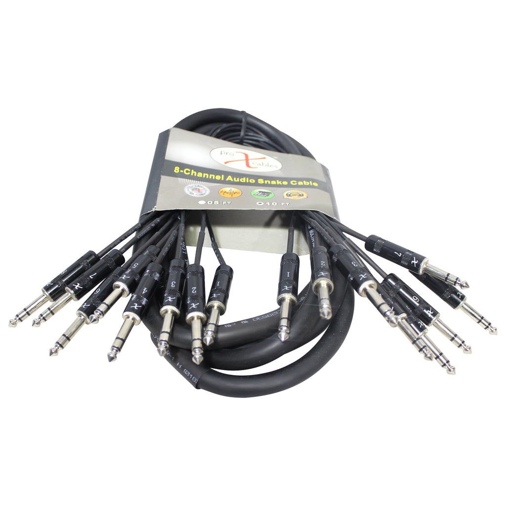 10PCS 10 Ft. 8-Channel TRS-M to TRS-M Balanced Snake Cable