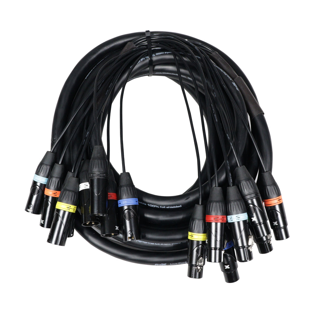 25' Ft. High Performance 8-Channel XLR-F to XLR-M Balanced Snake Audio Cable