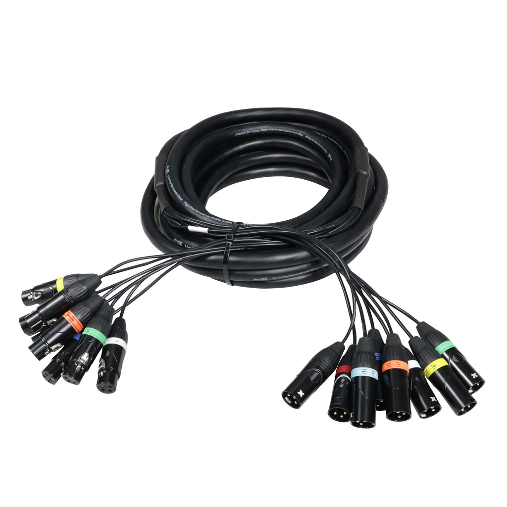 25' Ft. High Performance 8-Channel XLR-F to XLR-M Balanced Snake Audio Cable