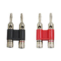 Pair of Black Red Banana Speaker Connector Plugs Thumb Screw Fastening Mounts