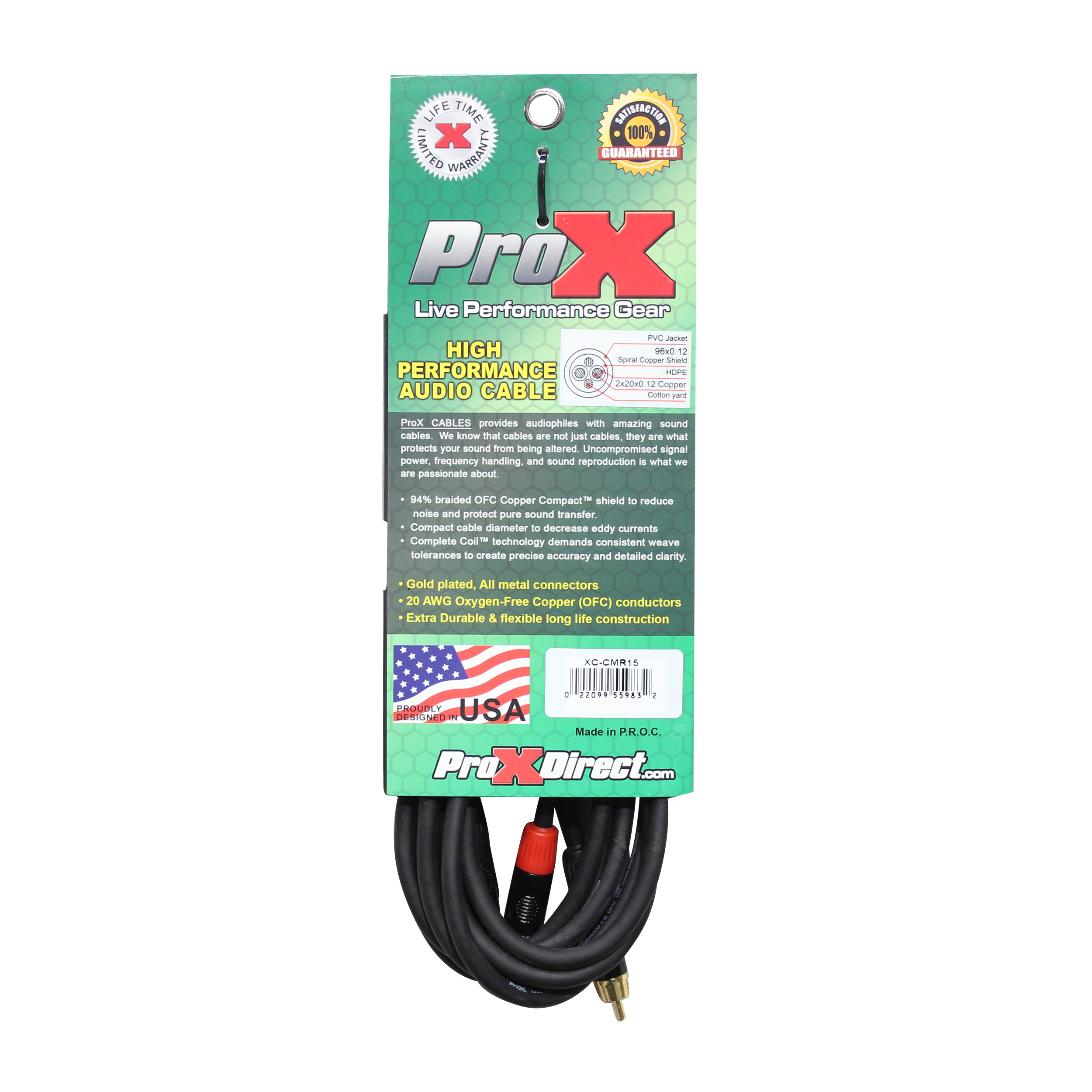 50PCS 15' Ft High Performance 3.5mm 1/8” Mini TRS to Dual RCA-M Unbalanced Y-Cable