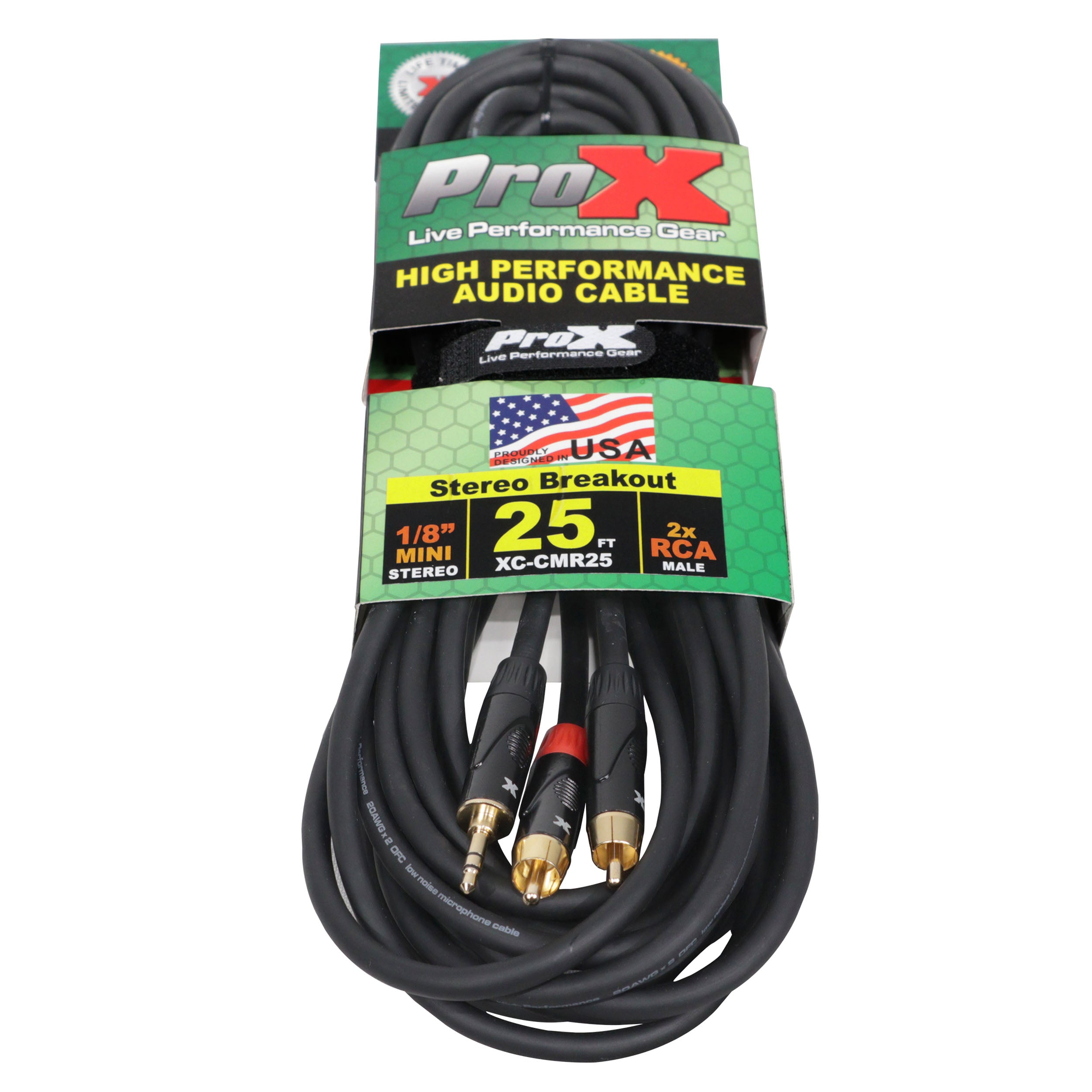 10PCS 25' Ft High Performance 3.5mm 1/8” Mini TRS to Dual RCA-M Unbalanced Y-Cable