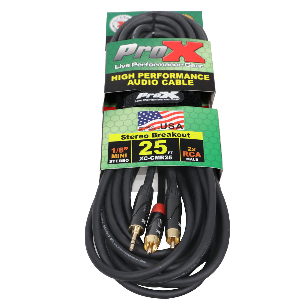 40PCS 25' Ft High Performance 3.5mm 1/8” Mini TRS to Dual RCA-M Unbalanced Y-Cable