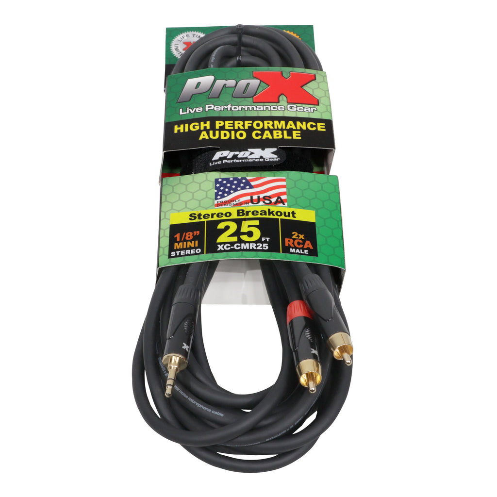 10PCS 25' Ft High Performance 3.5mm 1/8” Mini TRS to Dual RCA-M Unbalanced Y-Cable
