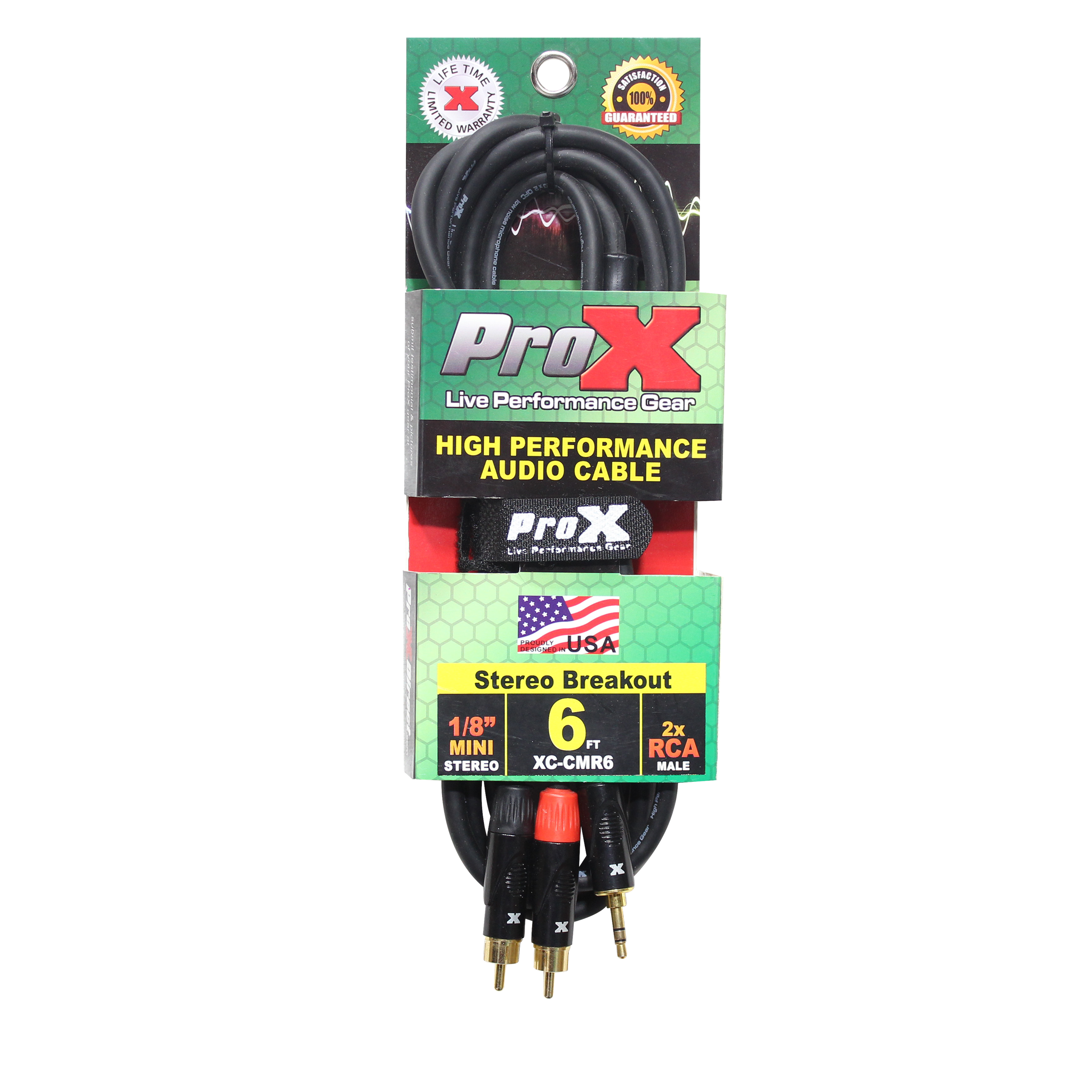 6' Ft High Performance 3.5mm 1/8” Mini TRS to Dual RCA-M Unbalanced Y-Cable