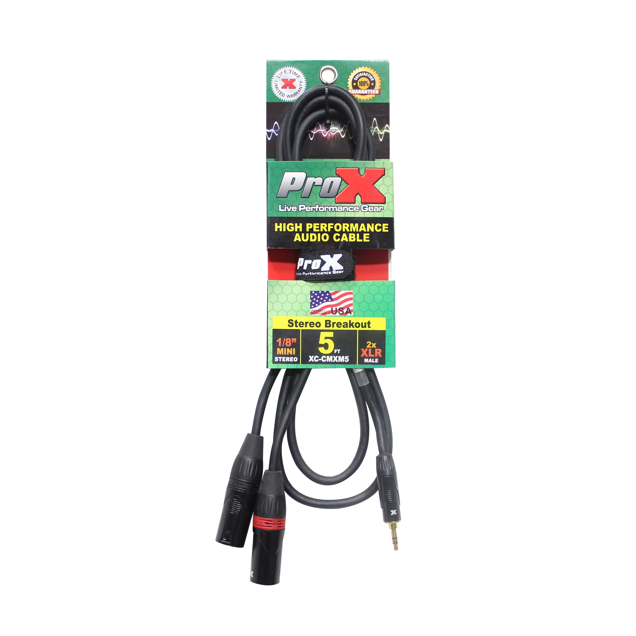 10PCS 5 Ft. 3.5mm Mini TRS-M to Dual XLR3-M High Performance Audio Y Cable