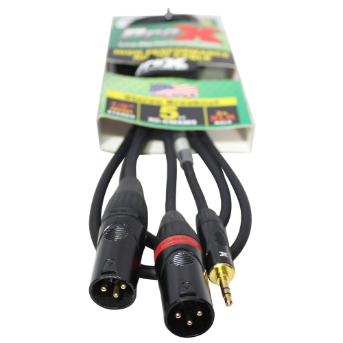 10PCS 5 Ft. 3.5mm Mini TRS-M to Dual XLR3-M High Performance Audio Y Cable