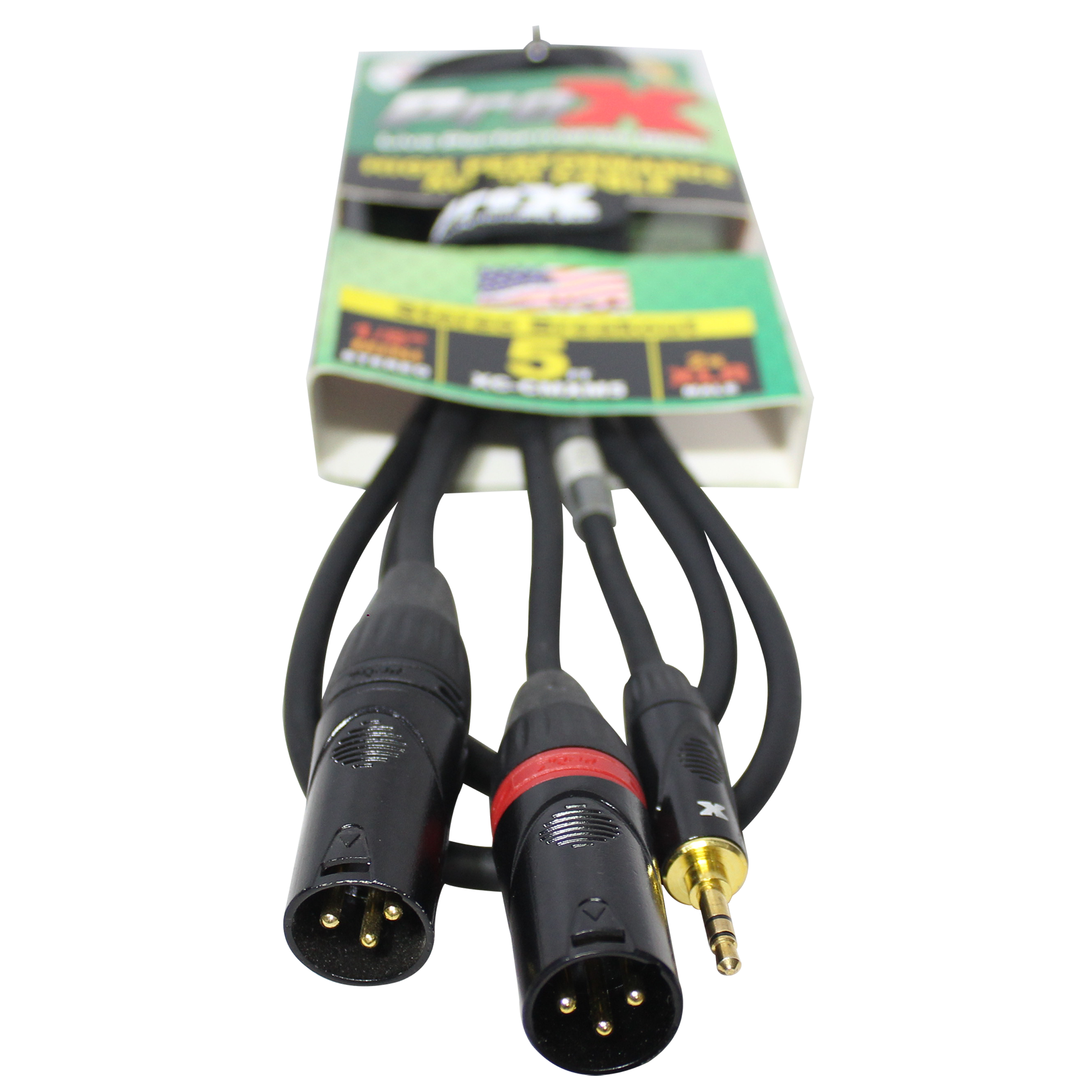 50PCS 5 Ft. 3.5mm Mini TRS-M to Dual XLR3-M High Performance Audio Y Cable