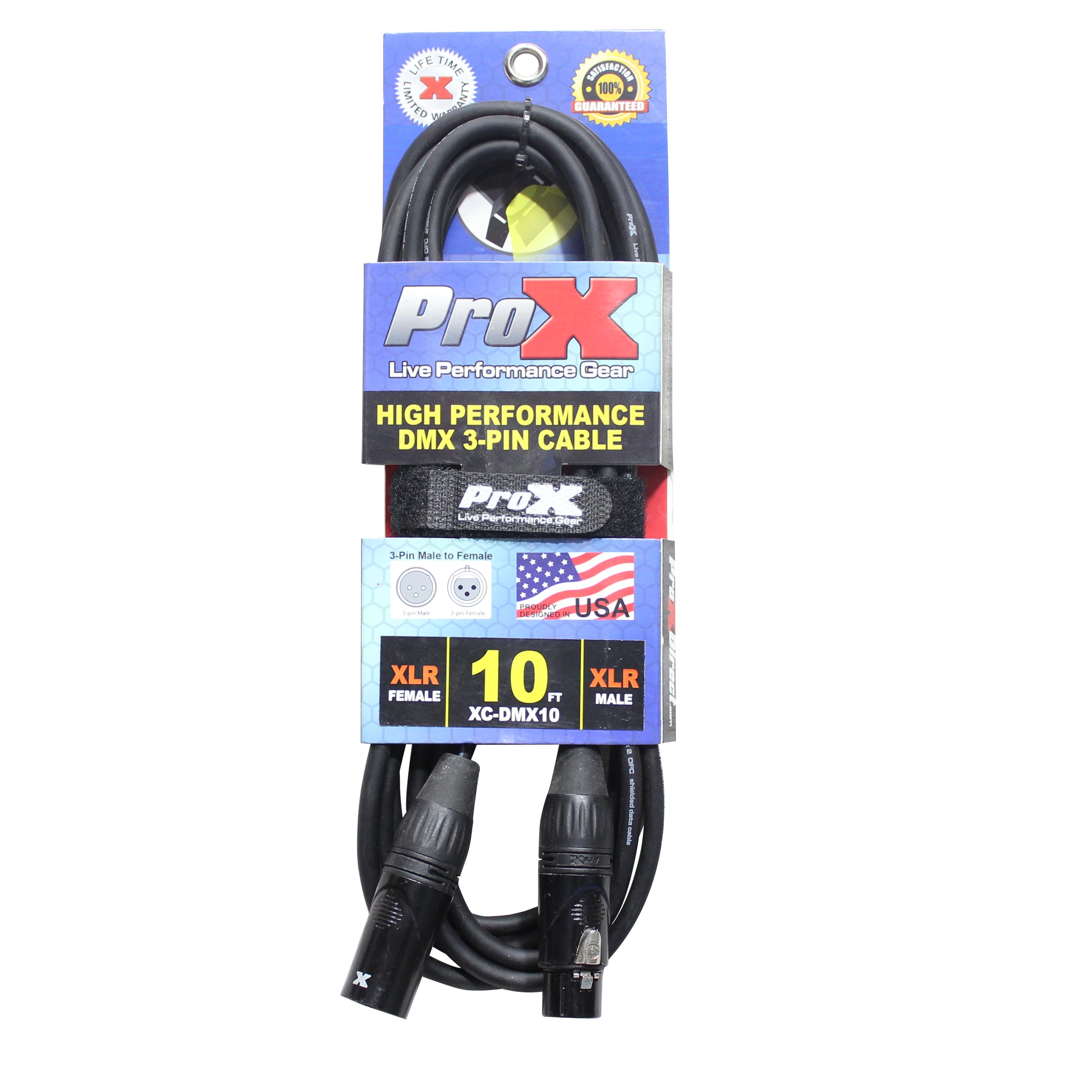 10 Ft. High Performance DMX Male 3-Pin to DMX Female 3-Pin Cable