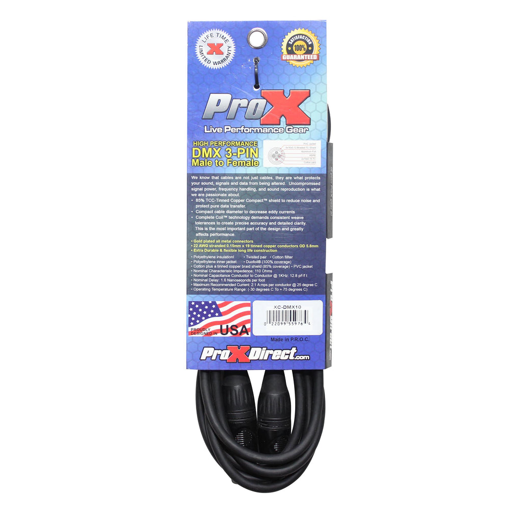 10 Ft. High Performance DMX Male 3-Pin to DMX Female 3-Pin Cable