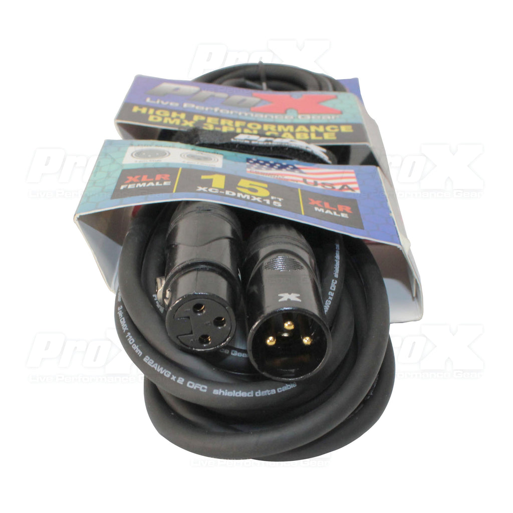 10PCS 15 Ft. High Performance DMX Male 3-Pin to DMX Female 3-Pin Cable