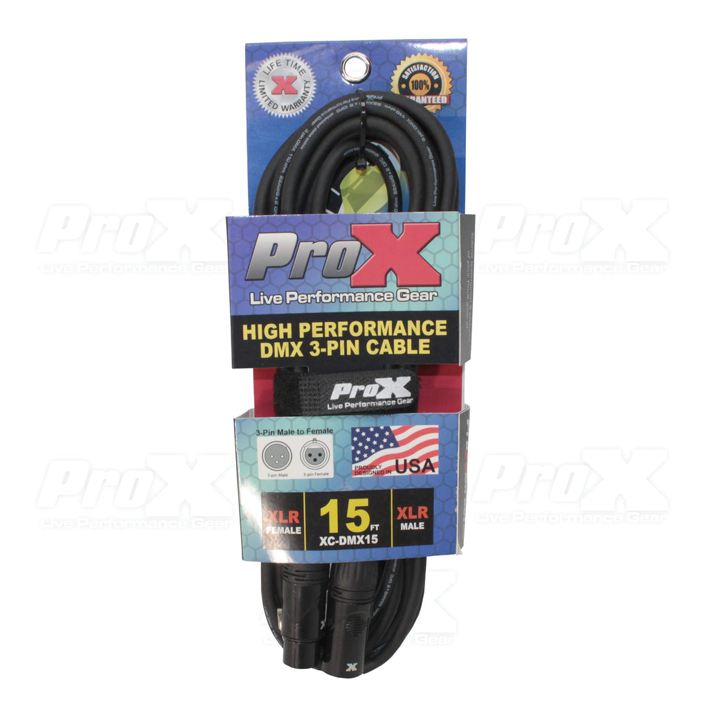 15 Ft. High Performance DMX Male 3-Pin to DMX Female 3-Pin Cable