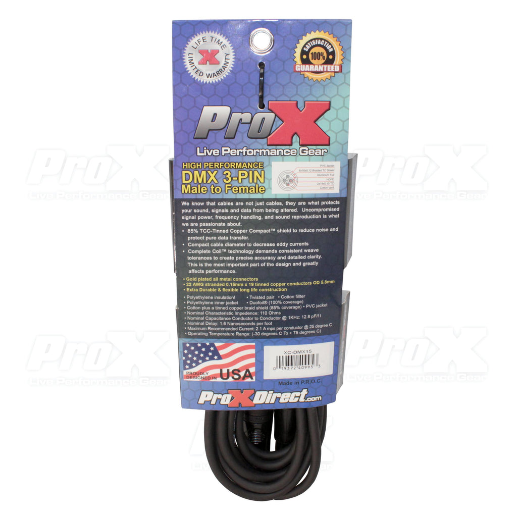 50PCS 15 Ft. High Performance DMX Male 3-Pin to DMX Female 3-Pin Cable
