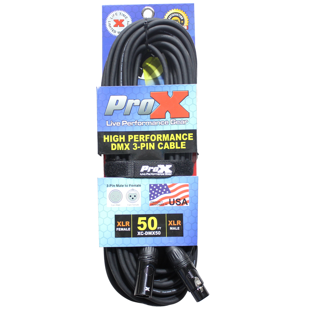 50 Ft. High Performance DMX Male 3-Pin to DMX Female 3-Pin Cable