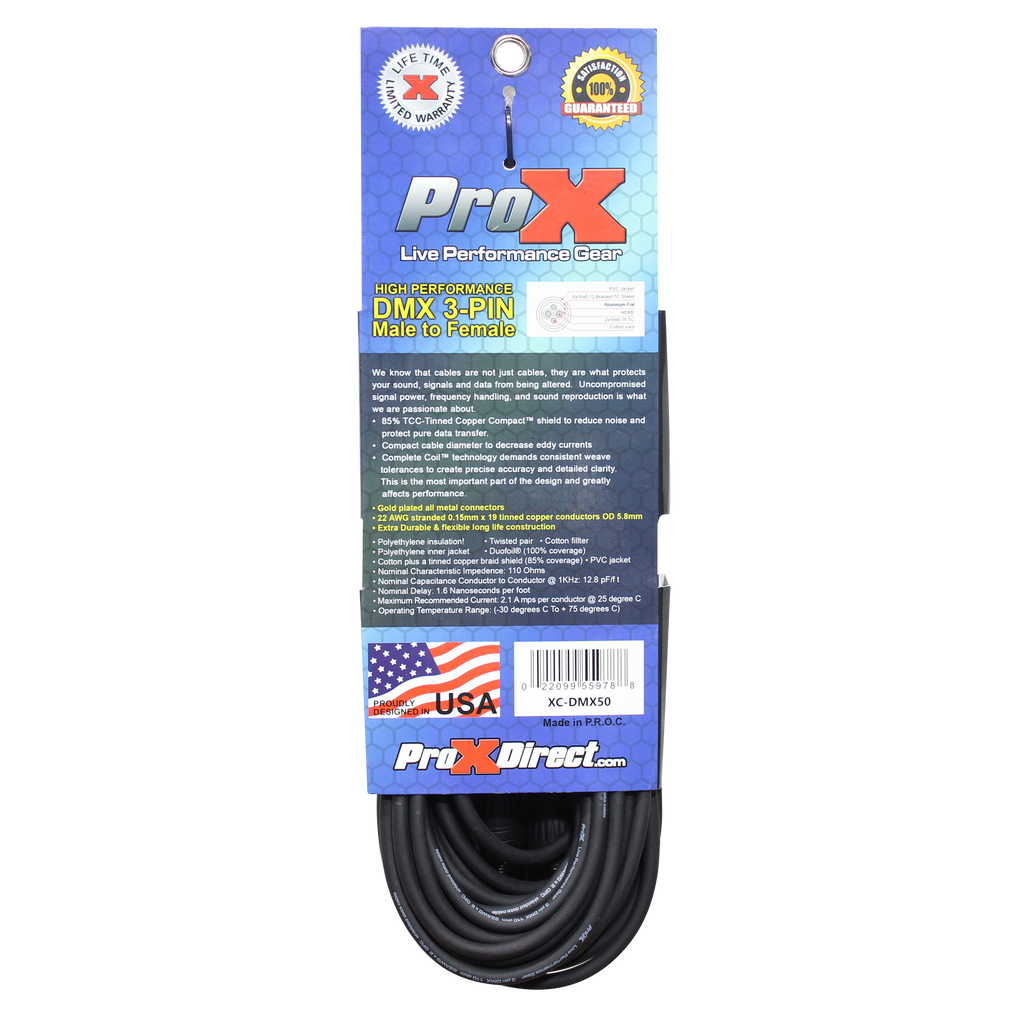 5PCS 50 Ft. High Performance DMX Male 3-Pin to DMX Female 3-Pin Cable