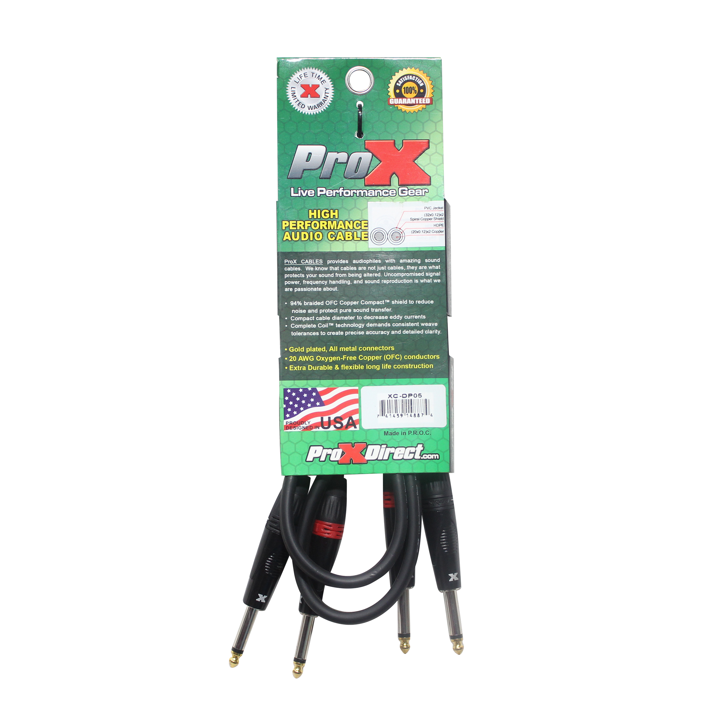 50PCS 5' Ft. High Performance 1/4” TS Male to Dual 1/4” TS Male Unbalanced Audio Cable
