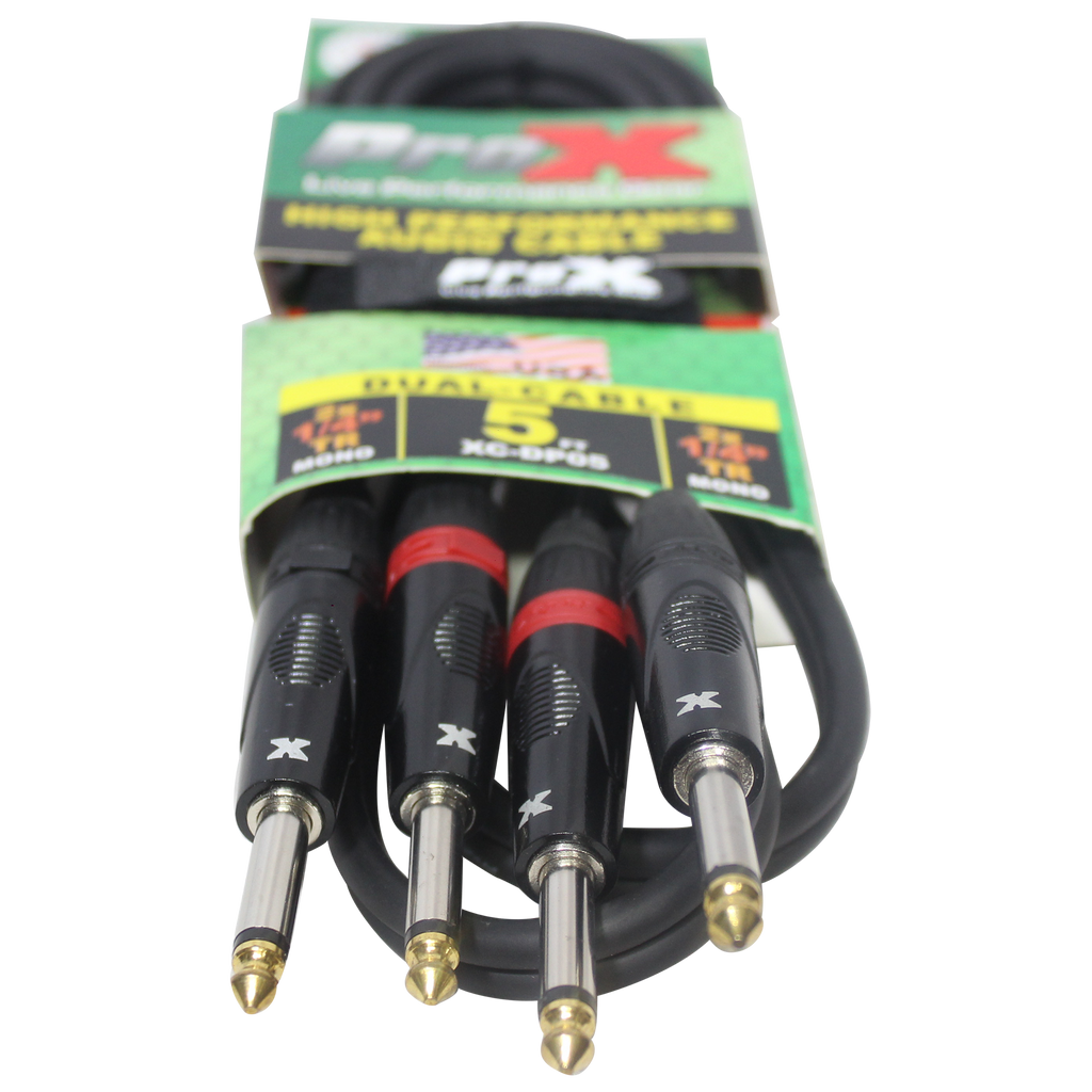 50PCS 5' Ft. High Performance 1/4” TS Male to Dual 1/4” TS Male Unbalanced Audio Cable