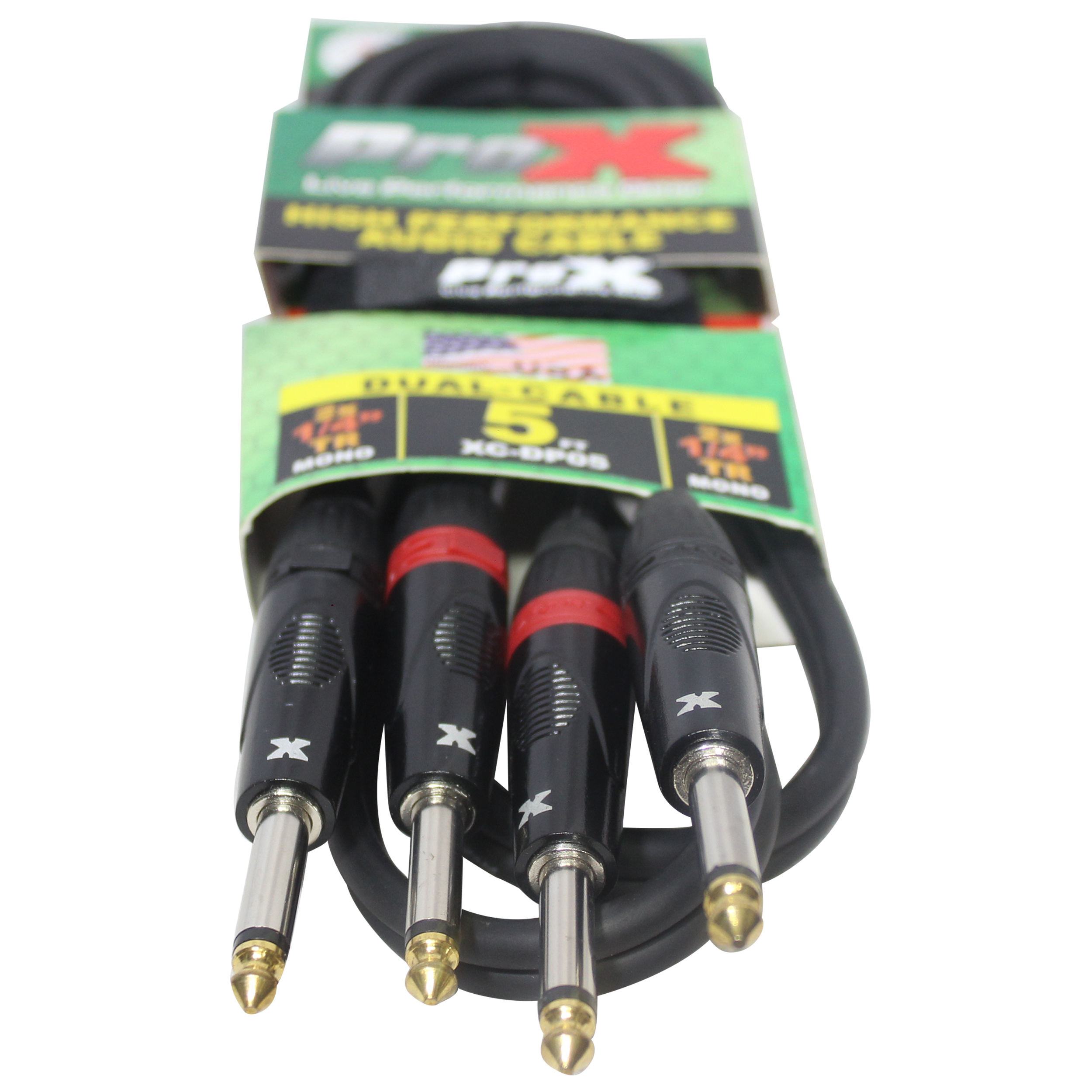 50PCS 5' Ft. High Performance 1/4” TS Male to Dual 1/4” TS Male Unbalanced Audio Cable