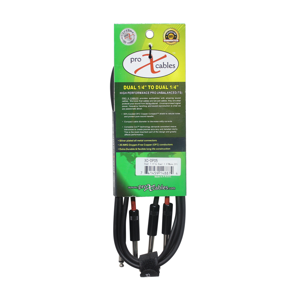 10PCS 5' Ft. High Performance 1/4” TS Male to Dual 1/4” TS Male Unbalanced Audio Cable