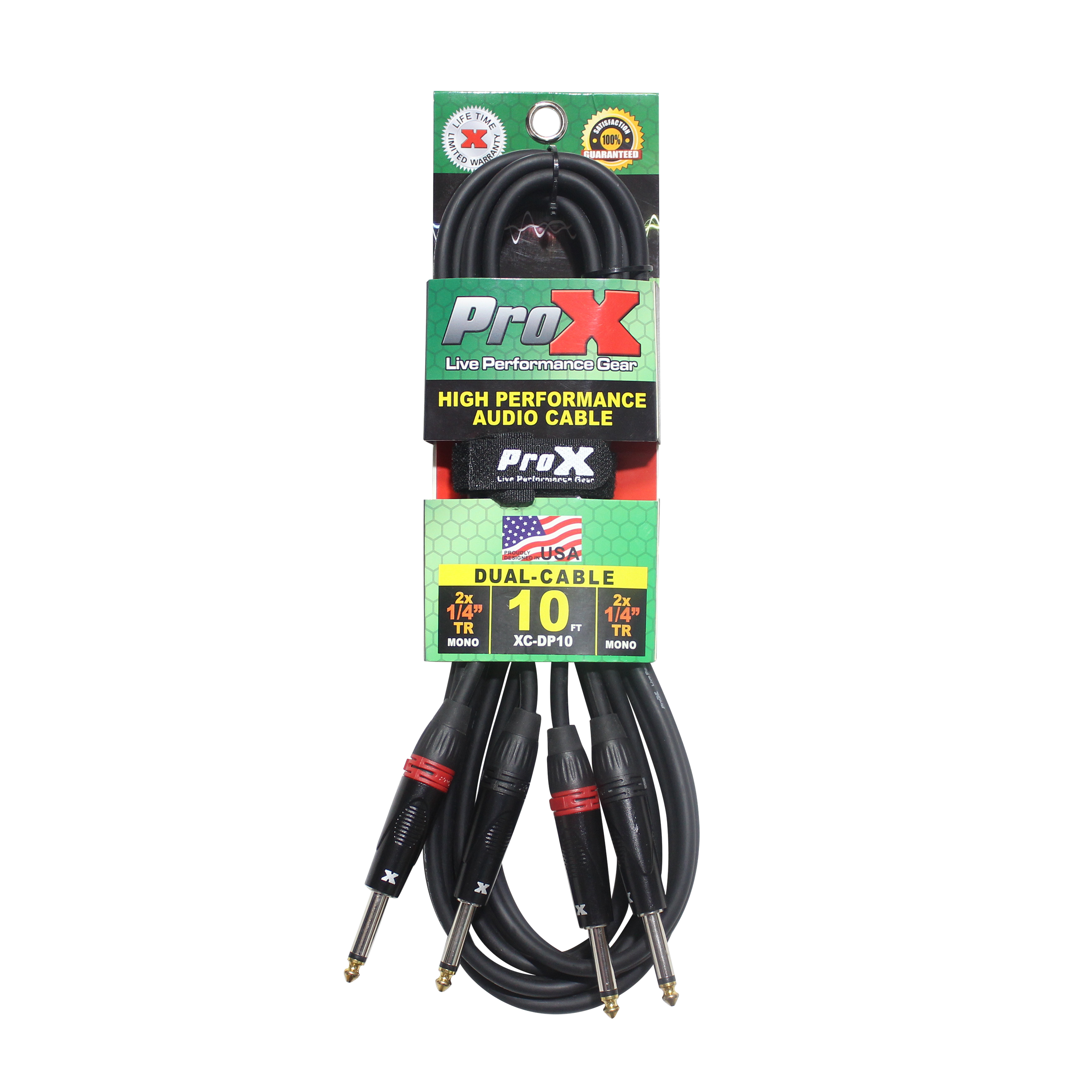 50PCS 10' Ft. High Performance 1/4” TS Male to Dual 1/4” TS Male Unbalanced Audio Cable