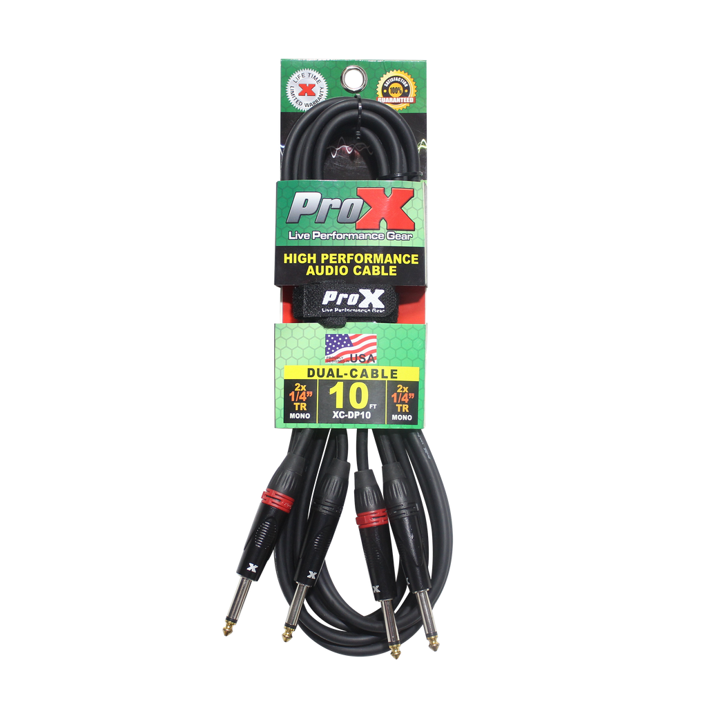 10' Ft. High Performance 1/4” TS Male to Dual 1/4” TS Male Unbalanced Audio Cable