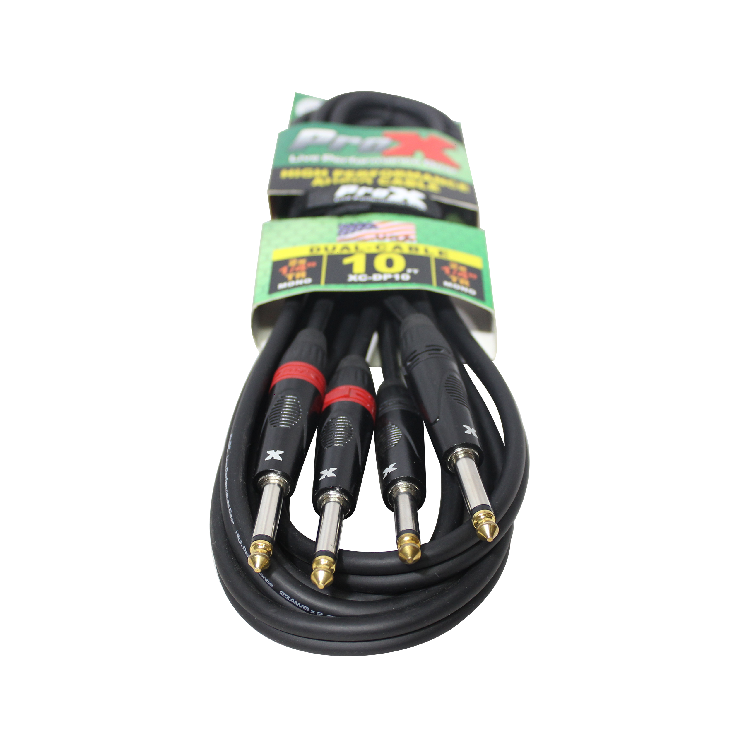 10PCS 10' Ft. High Performance 1/4” TS Male to Dual 1/4” TS Male Unbalanced Audio Cable