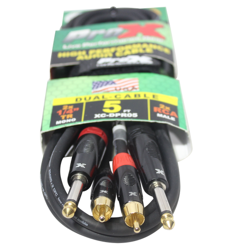 10PCS 5' Ft. High Performance 1/4” Male TS  to Dual RCA Male Unbalanced Audio Cable