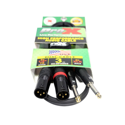 10PCS 3' Ft. High Performance 1/4” TS Male to Dual XLR Male Unbalanced Audio Cable