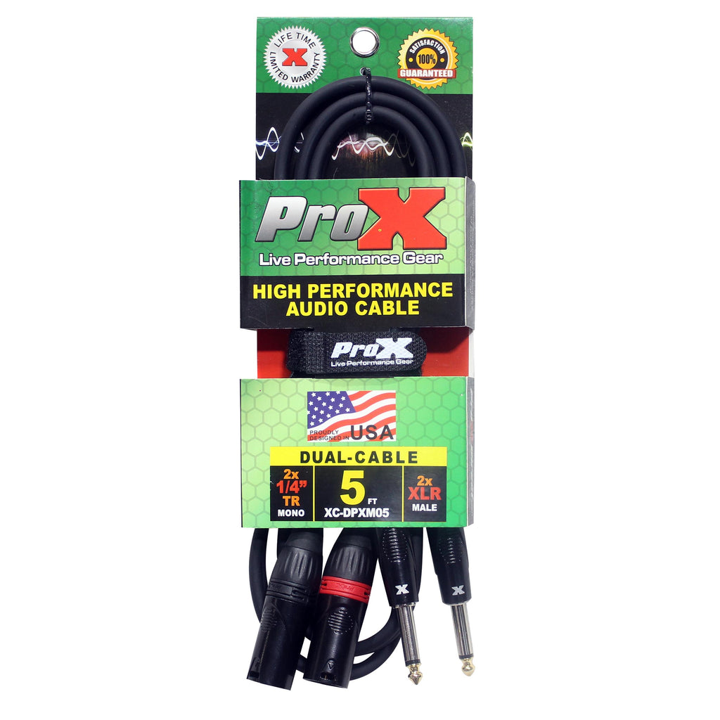 10PCS 5' Ft. High Performance Dual 1/4” TS Male to Dual XLR Male Unbalanced Audio Cable