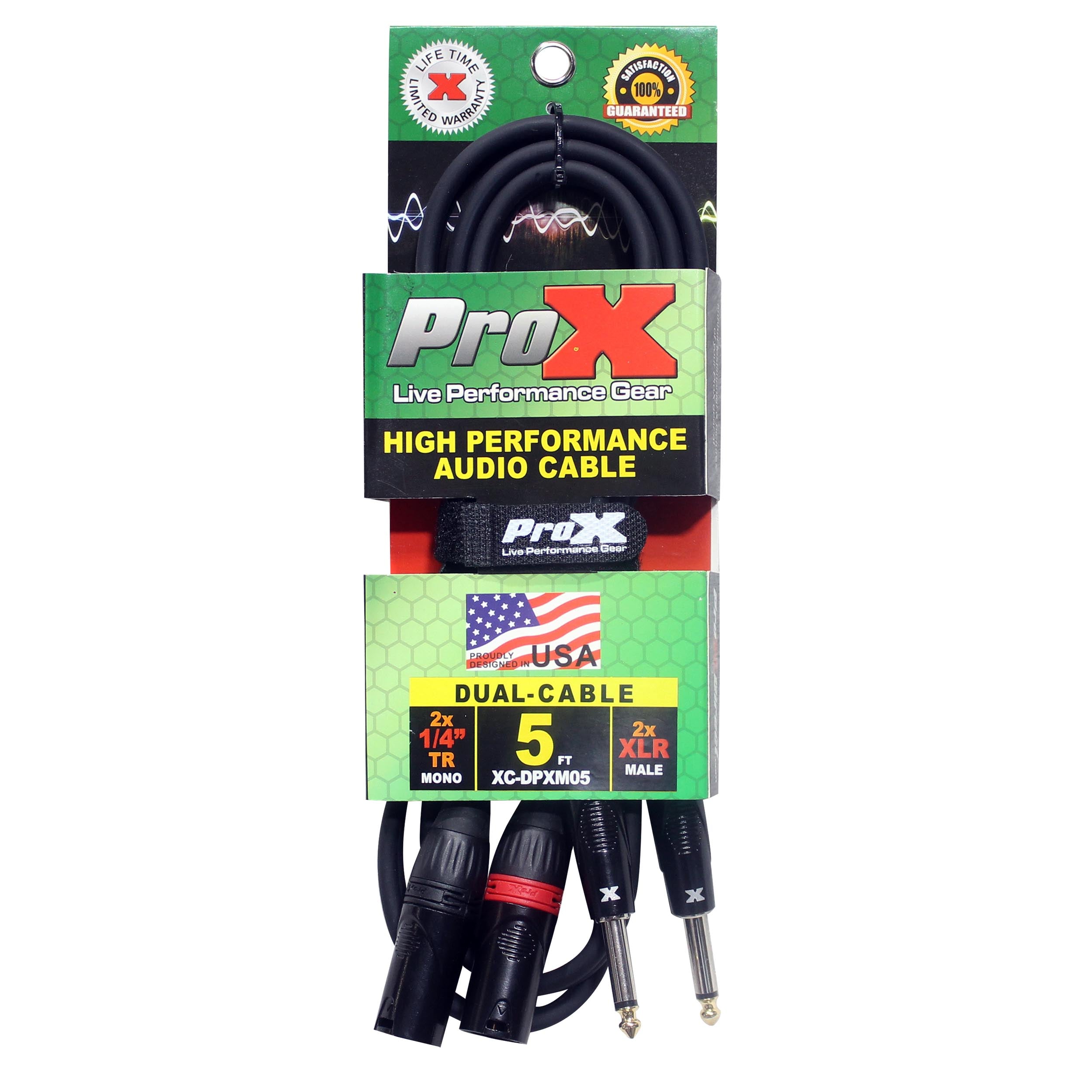 5' Ft. High Performance Dual 1/4” TS Male to Dual XLR Male Unbalanced Audio Cable