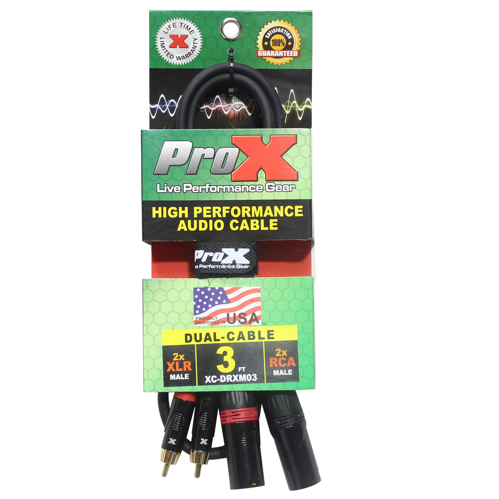 10PCS 3' Ft. Premium Dual XLR to Dual RCA Audio Cable