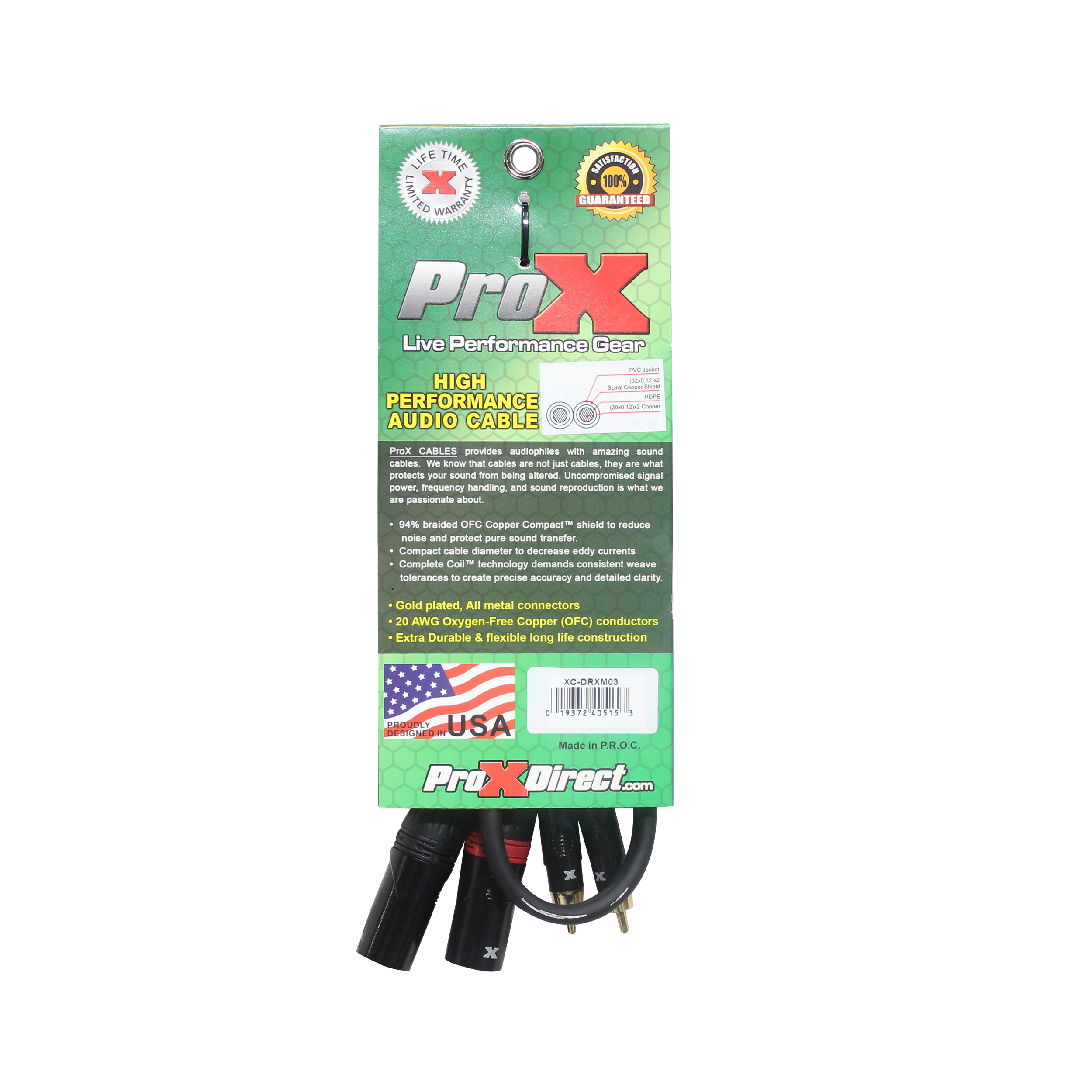 10PCS 3' Ft. Premium Dual XLR to Dual RCA Audio Cable