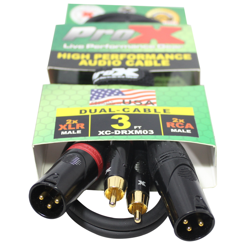 3' Ft. Premium Dual XLR to Dual RCA Audio Cable