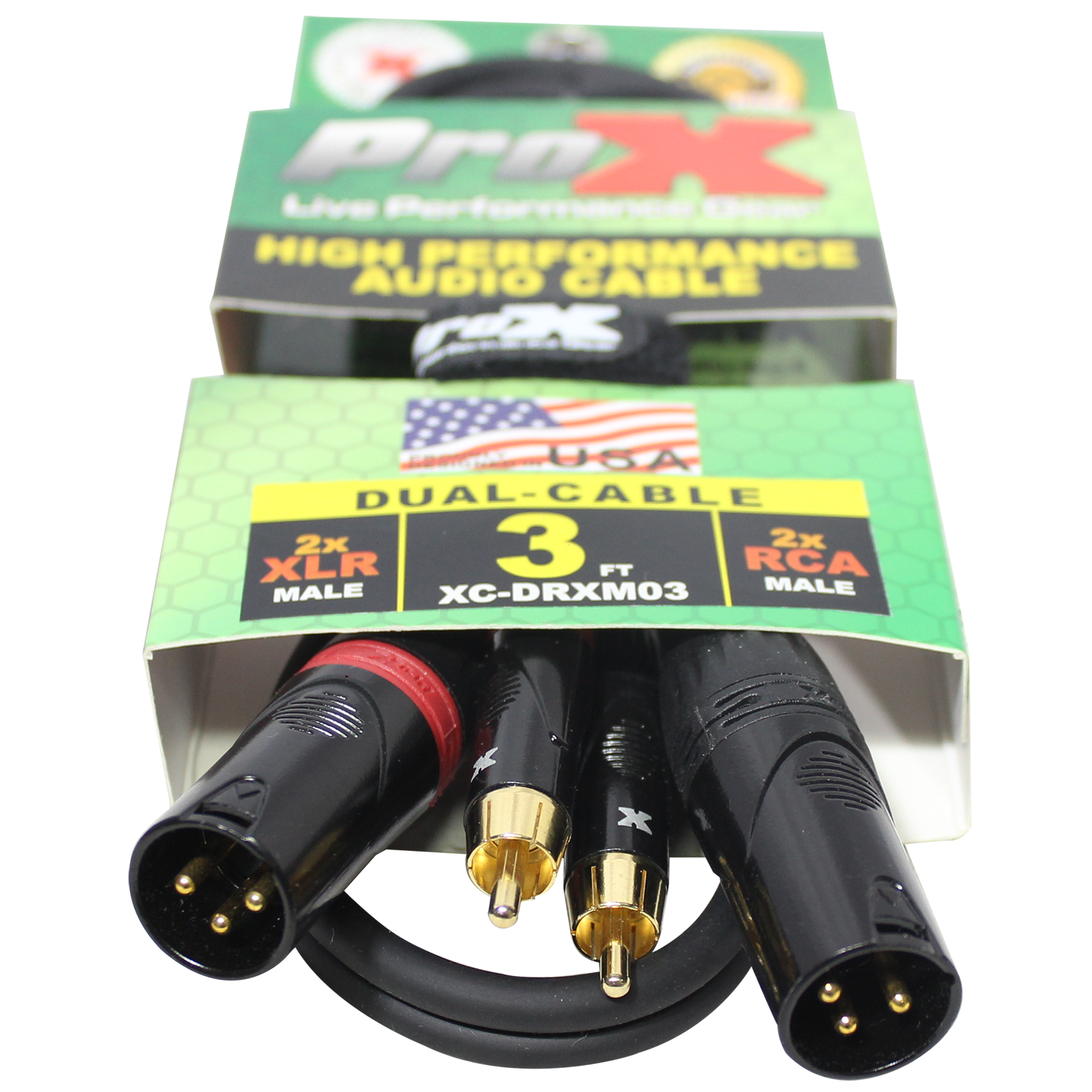 3' Ft. Premium Dual XLR to Dual RCA Audio Cable