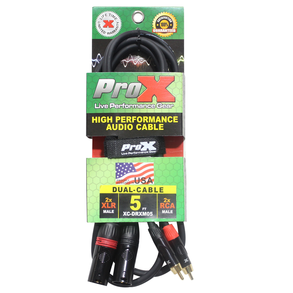 5 Ft. Unbalanced Dual RCA-M to Dual XLR3-M High Performance Audio Cable