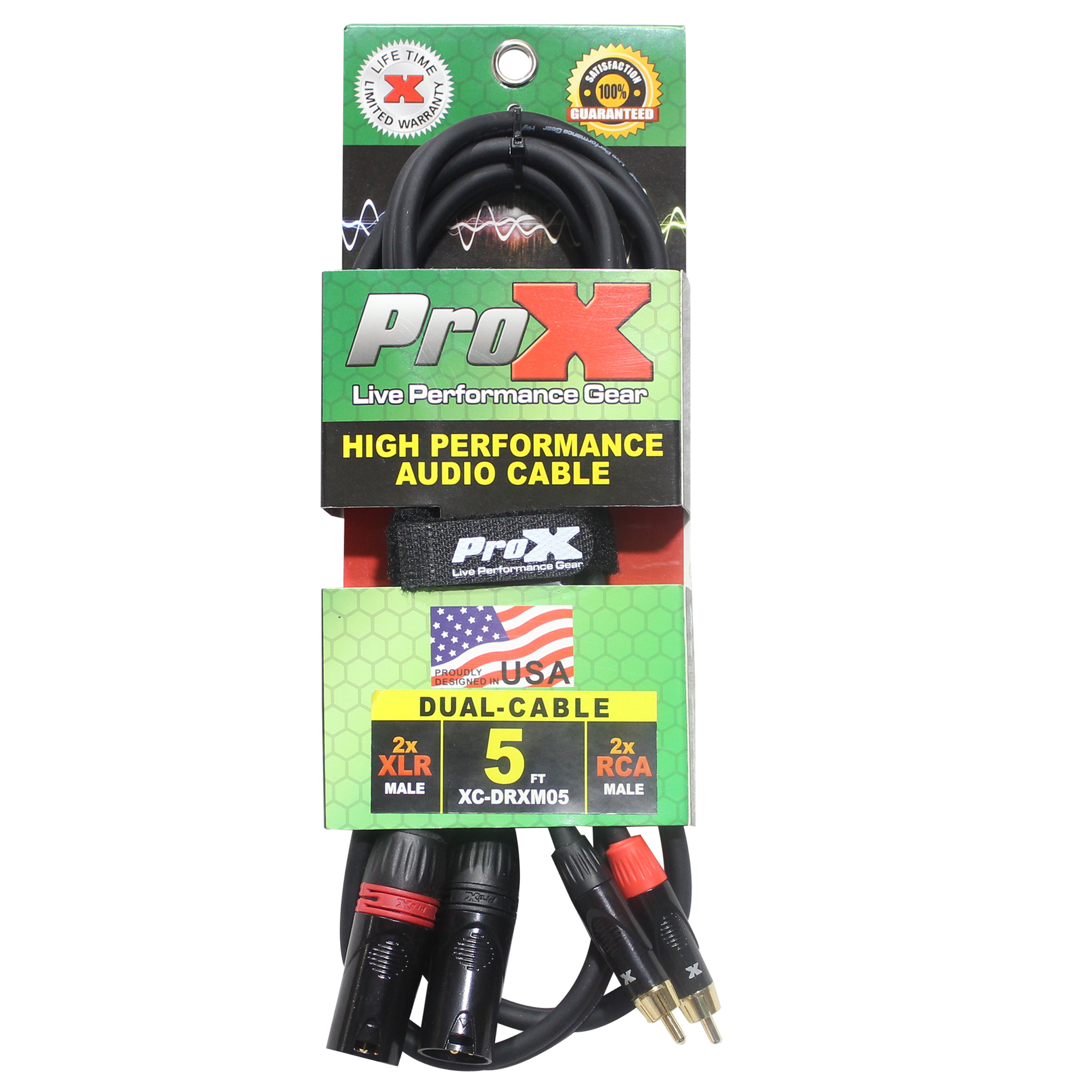 5 Ft. Unbalanced Dual RCA-M to Dual XLR3-M High Performance Audio Cable