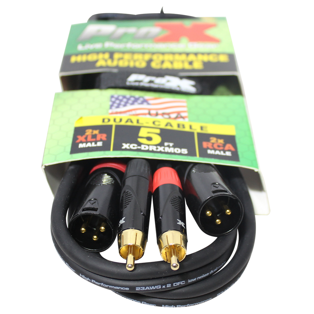 10PCS 5 Ft. Unbalanced Dual RCA-M to Dual XLR3-M High Performance Audio Cable