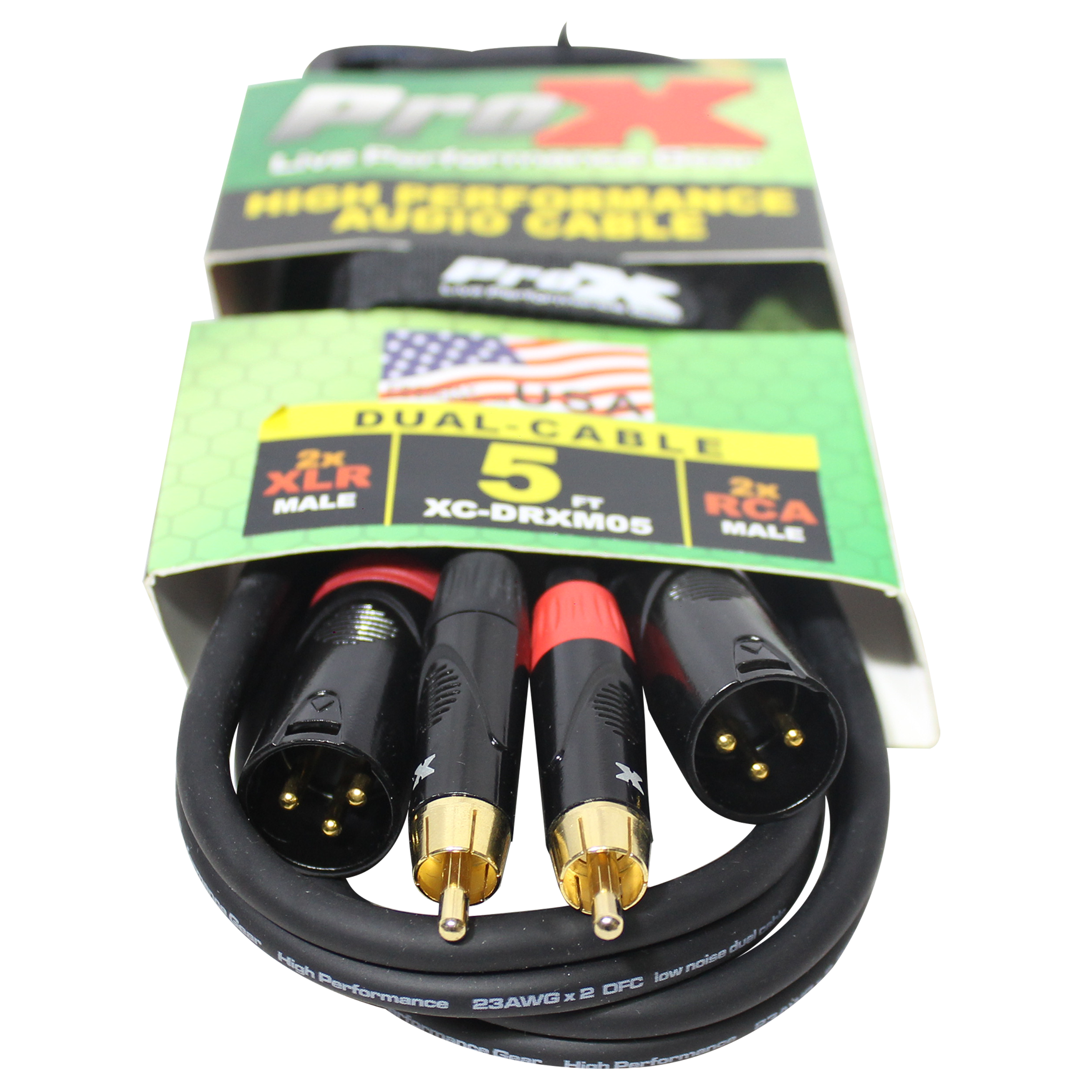 10PCS 5 Ft. Unbalanced Dual RCA-M to Dual XLR3-M High Performance Audio Cable