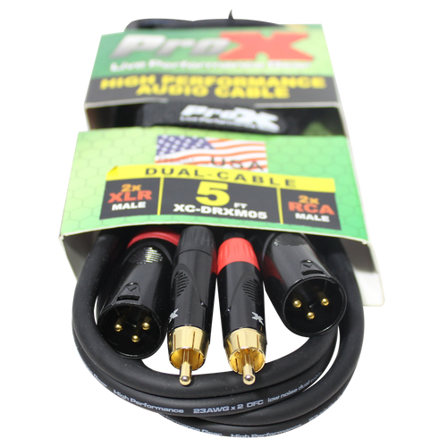 10PCS 5 Ft. Unbalanced Dual RCA-M to Dual XLR3-M High Performance Audio Cable