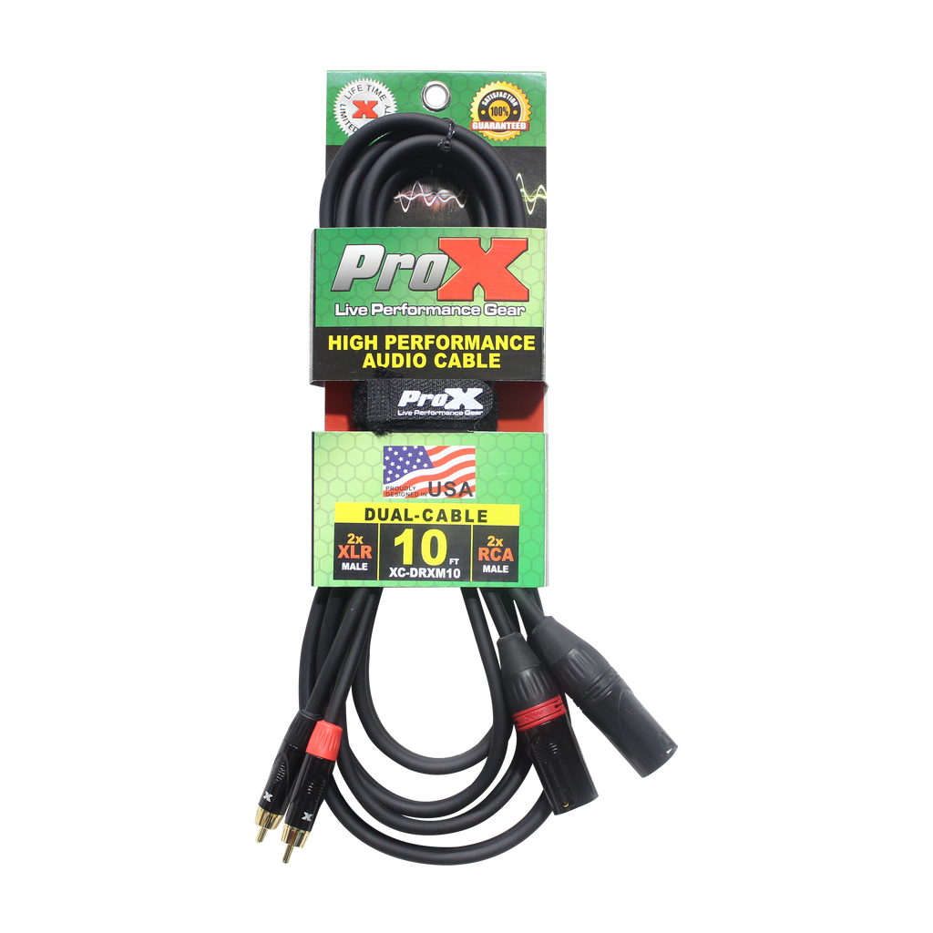 10PCS 10 Ft. Unbalanced Dual RCA-M to Dual XLR3-M High Performance Audio Cable