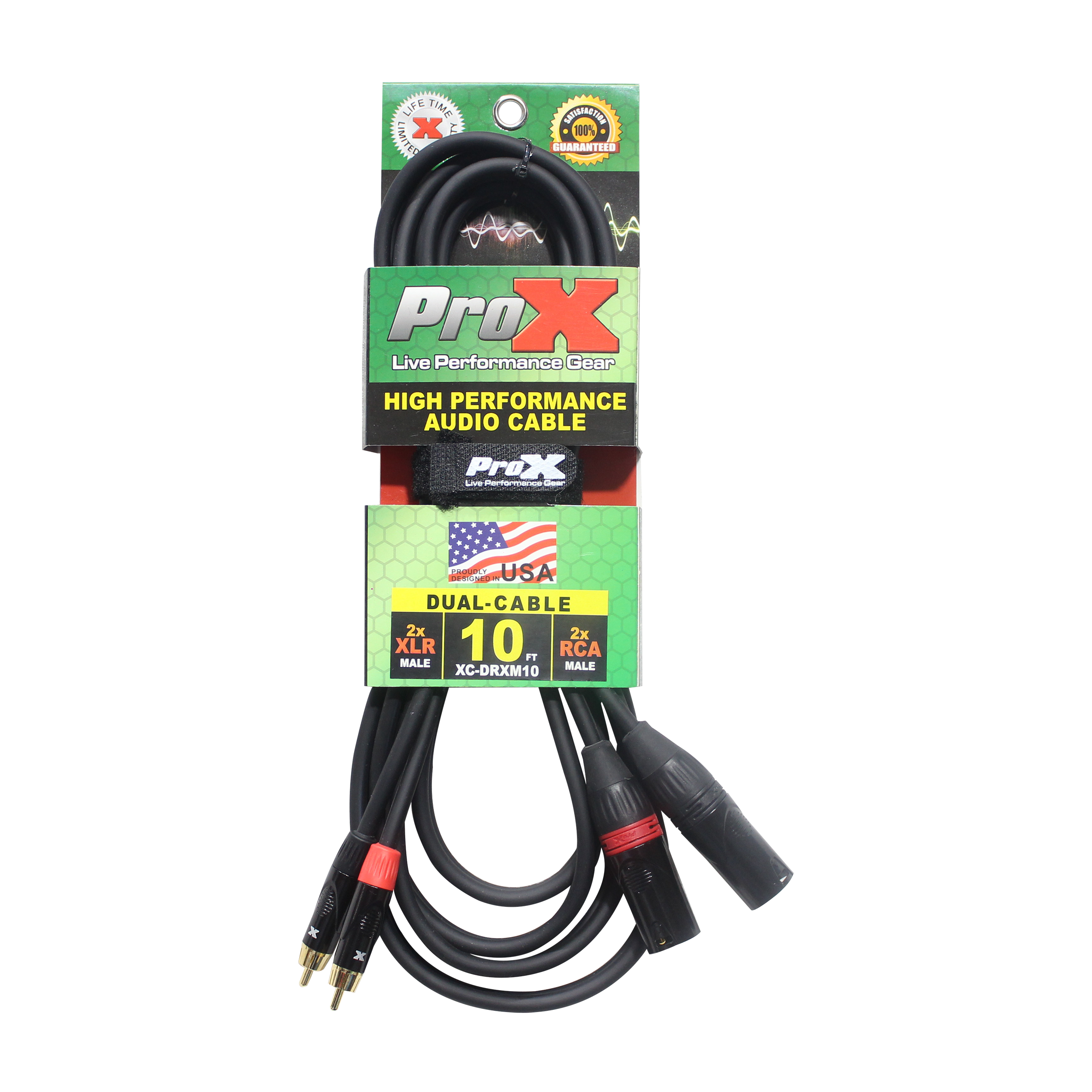 50PCS 10 Ft. Unbalanced Dual RCA-M to Dual XLR3-M High Performance Audio Cable