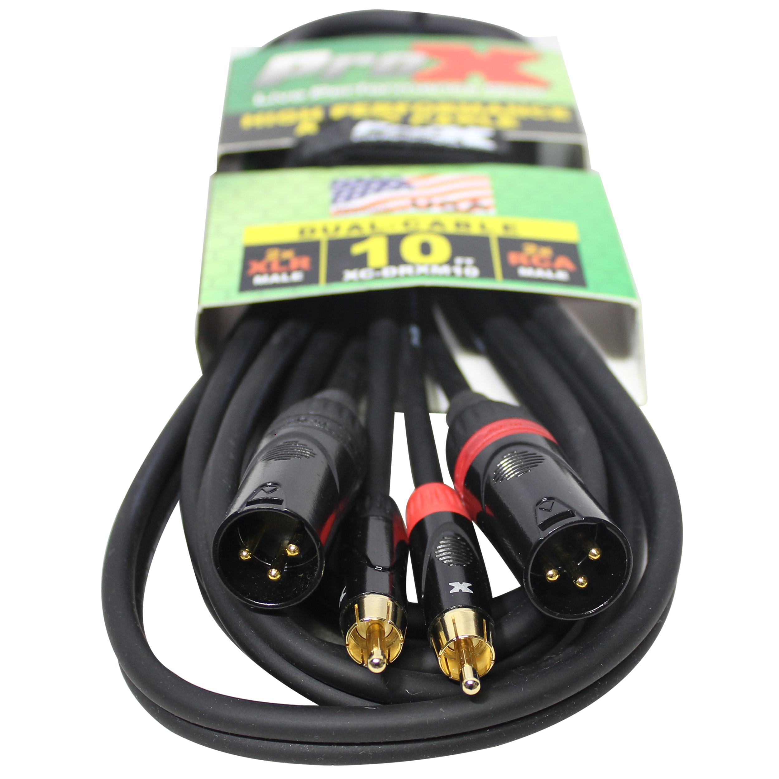 10 Ft. Unbalanced Dual RCA-M to Dual XLR3-M High Performance Audio Cable
