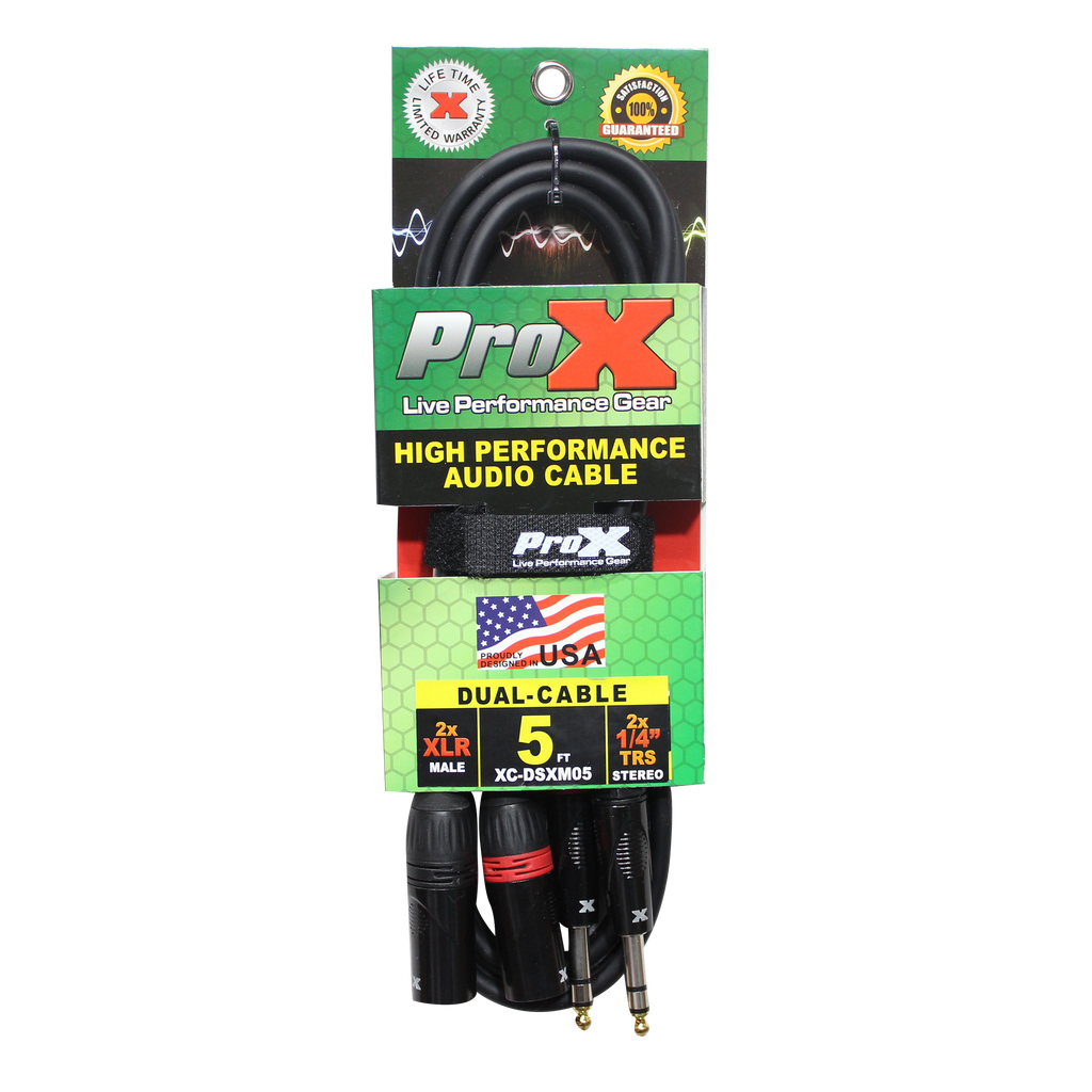 5 Ft. Balanced Dual 1/4" TRS-M to Dual XLR3-M High Performance Audio Cable